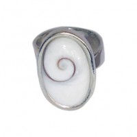 Oval Cut Sterling Silver Shell Ring