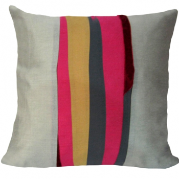 Paul Klee Style Striped Pillow Cover