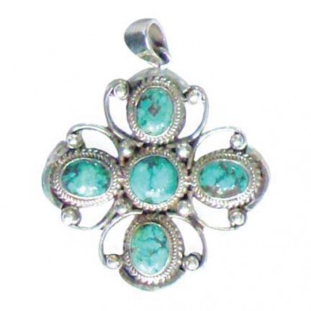 Silver & Turquoise Cross Pendant