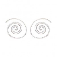 Spiral Hoop Earrings, silver