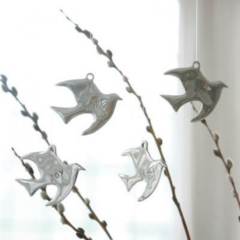 Sterling Silver Engraved Dove Ornaments