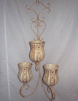 Three Candle Wall Sconce, white