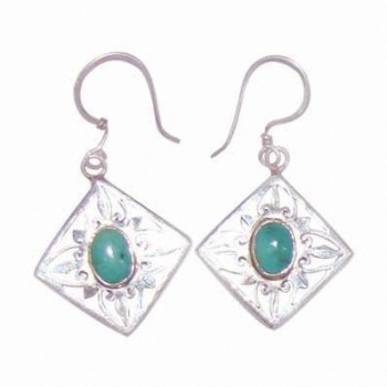 Turquoise Silver Diamond Earrings