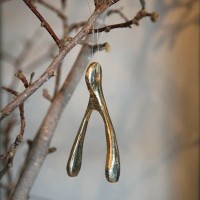 Wishbone Ornament, 24k gold