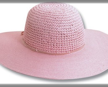 Women's Straw Crocheted Hat, pink