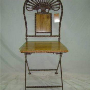 Wrought Iron Folding Chair, square seat