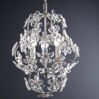 3 Light Chandelier with Crystal Flowers