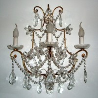 3 Light Forged Sconce with Crystals