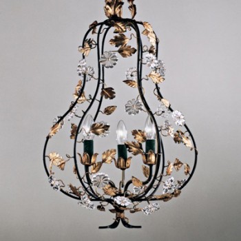 Article 188 3 Light Pear Chandelier with Crystal Flowers