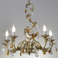 Article 79:5:C Chandelier with Clear and Amber Crystals