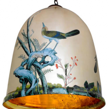 Bell Jar with Birds Suspension 18 inches x 25 inches