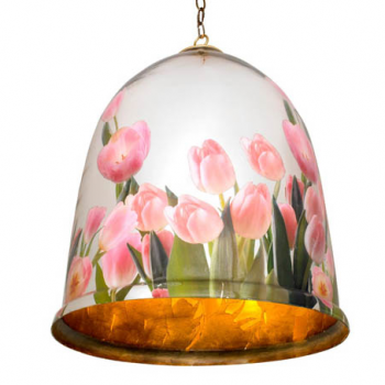Bell Jar with Tulips Light 18 inches x 25 inches