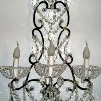 Black Sconce with Clear Crystals