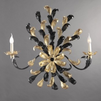 Black and Gold Leaves Sconce