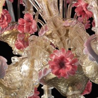 Classic Pink Flower Murano Chandelier, detail