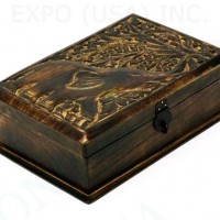 Elephant Carved Wood Box 12 inches x 8 inches
