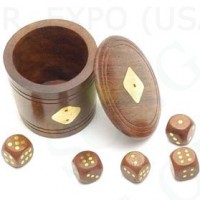 Five Dice and Woden Box