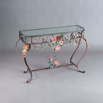 Forged Flower Table with Glasstop