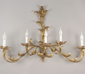 Gold Acanthus Sconce with 5 Lights