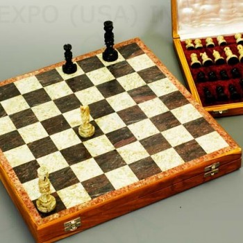 Hand Carved Stone Travel Chess Set 16 inches
