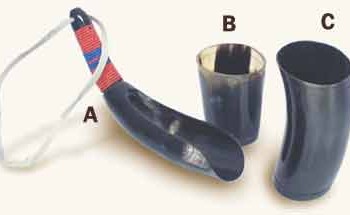 Horn Drinking Cups & Spoon