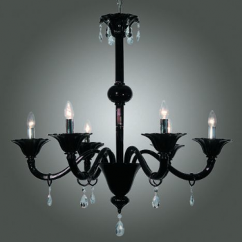 Black Murano Chandelier, clear crystals