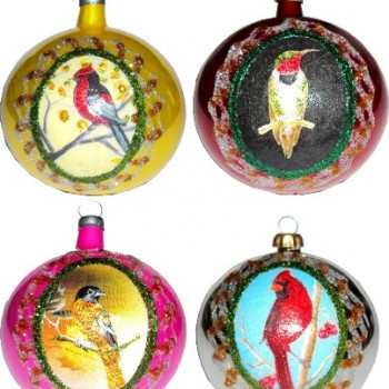 Christmas Birds Painted Ornaments