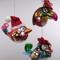 Happy Birds Blown Glass Ornaments