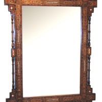 42in Moroccan Wood Mosaic Mirror
