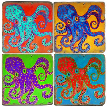 Colorful Octopus Terracotta Tiles