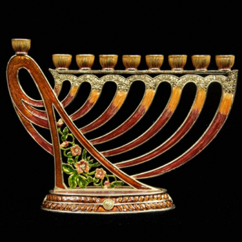 Jeweled Harp Menorah, brown