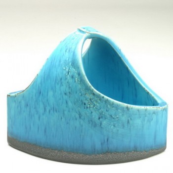 Turquoise Glaze Ceramic Basket Vase