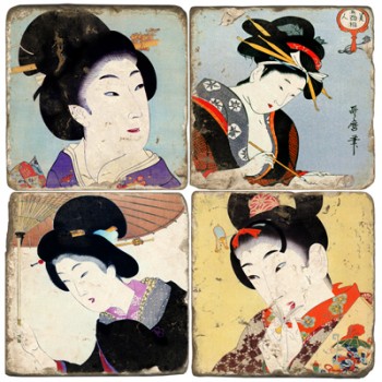 Ukiyo-e Women Terracotta Tiles