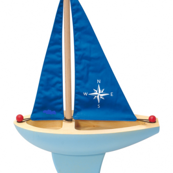 Blue Wooden Toy Sailboat