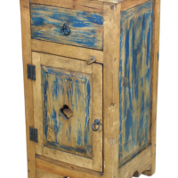 Blue or Red Painted Rustic Nightstand, detail