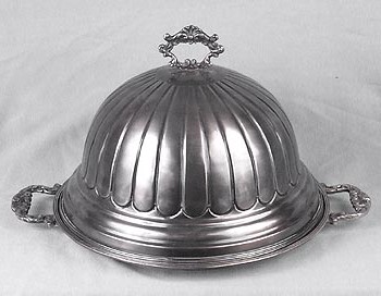 Engraved Silver Dome on Platter