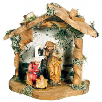 Hand-Carved Manger Nativity Scene