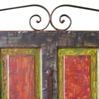 Mexican Painted Wood Headboard, detail