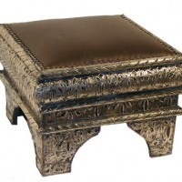 Moroccan Leather Accent Stool