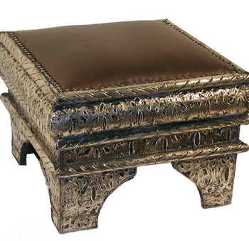 Moroccan Leather Accent Stool