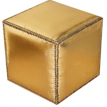 Moroccan Leather Gold Ottoman