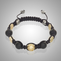 Onyx & 18k Gold Lotus Bracelet