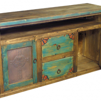 Painted Wood Buffet with Tin Inset Doors, detail