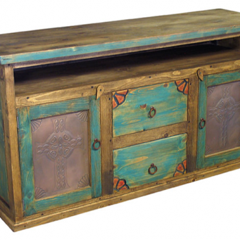 Painted Wood Buffet with Tin Inset Doors