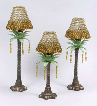 Palm Tree Candle Holders with Beaded Shade