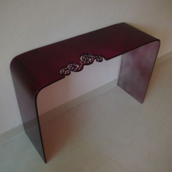 Purple Glass Console Table, inlaid crystals