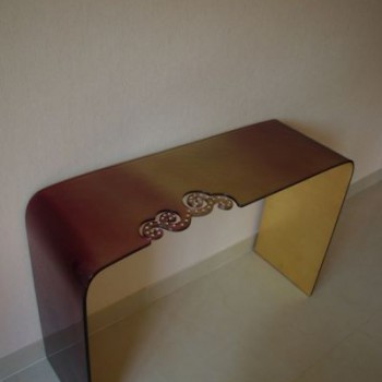 Purple & Gold Glass Console Table