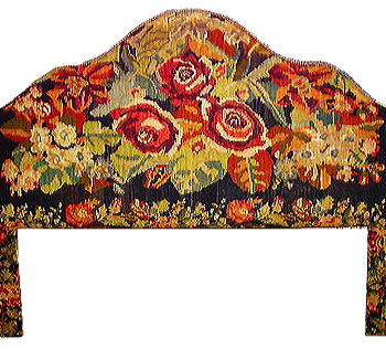 Queen Headboard With Vintage Floral Kilim