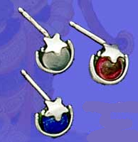 Silver Moon Star Stud Earrings