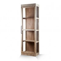 Single Door Natural Wood Shelving Cabinet